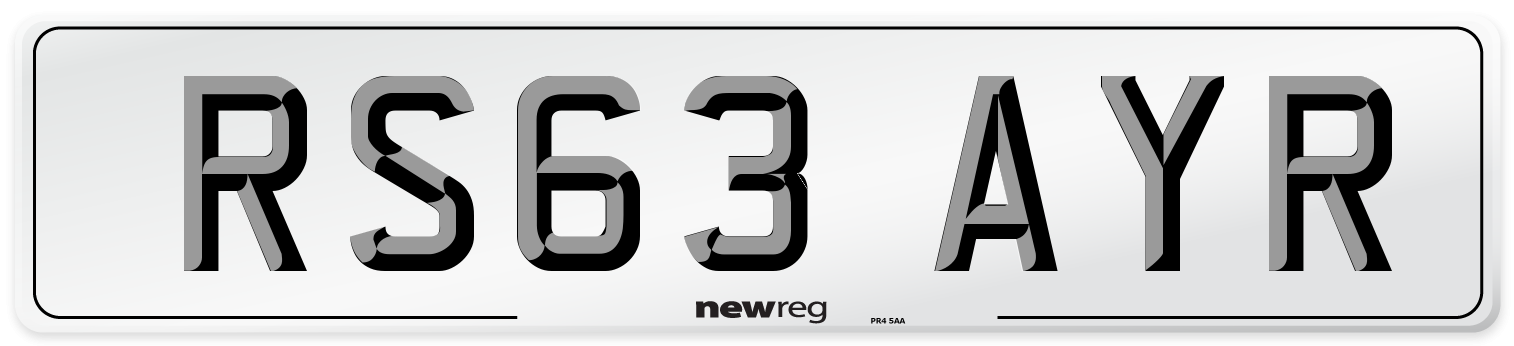 RS63 AYR Number Plate from New Reg